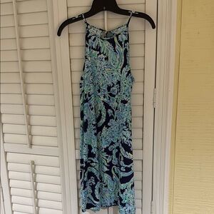 Lilly Pulitzer Blue Sleeveless Halter Midi Dress